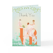Two Brides LOVE  Lesbian  Thank You Wedding  Card
