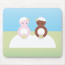 Two brides, one colored, one caucasian mouse pad