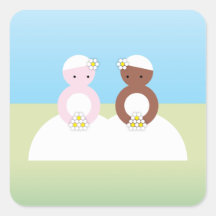 Two brides, one one caucasian square stickers