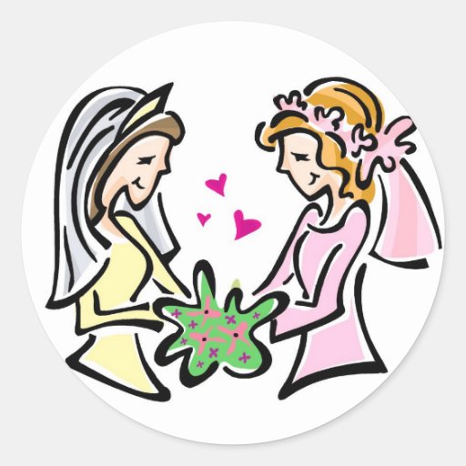 Two Brides Round Sticker