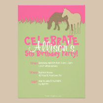 Two Brown Horses Girl's Birthday Party Invitation invitations