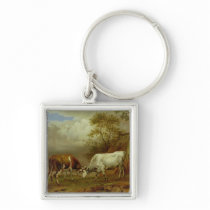 Two Bulls with Locked Horns, 1653 Keychain
