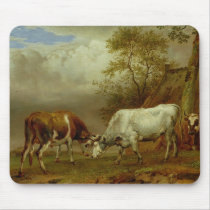 Two Bulls with Locked Horns, 1653 Mouse Pads