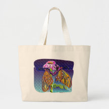 two butterflies touching canvas bag