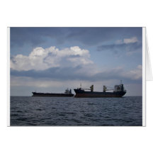 Two Cargo Ships Greeting Card