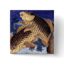 Two Carps, Hokusai Pin
