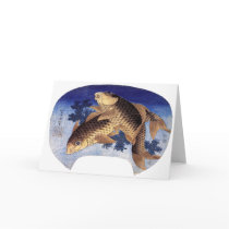 Two Carps, Hokusai Card
