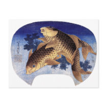 Two Carps, Hokusai Postcard