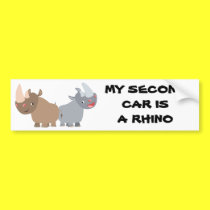 Two Cartoon Rhinos Bumper Sticker bumper stickers