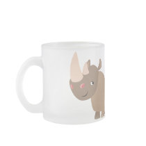 Two Cartoon Rhinos Frosted Glass Mug