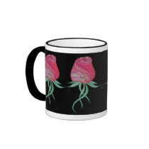 Two Cats in a Rose-Black Coffee Mugs