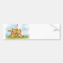 Two cats in love - watercolor illustration bumper stickers