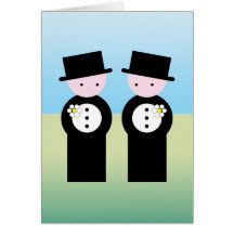 Two caucasian grooms cards