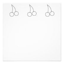Two Cherries. White with Black Outline. Invitations