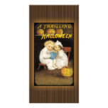 Two children reading ghost stories photo cards