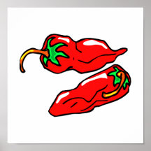 two chili peppers graphic loose poster