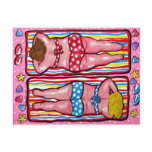 Two Chubby Divas Sunbathing Post Card postcards