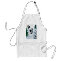 Two Cross Country Skiers Aprons