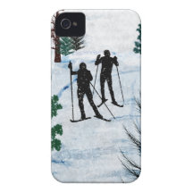 Two Cross Country Skiers in Snow Storm iPhone 4 Cases