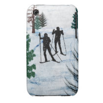 Two Cross Country Skiers in Snow Storm