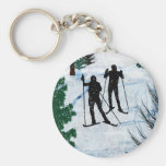 Two Cross Country Skiers Key Chains