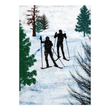 Two Cross Country Skiers Personalized Invitations