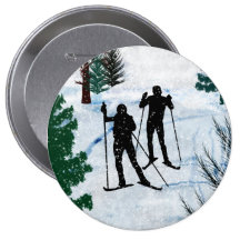 Two Cross Country Skiers Pin