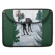 Two Cross Country Skiers Snow Squall MacBook Pro Sleeves