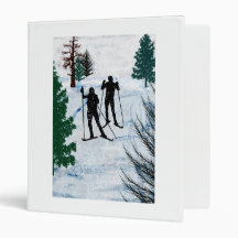 Two Cross Country Skiers Vinyl Binder