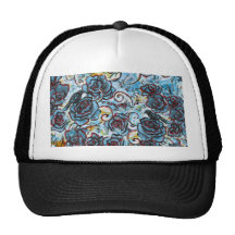 Two Crows on blue roses, Hats