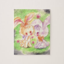 Two Cuddly Cute Purple & Orange Bunnies Puzzle