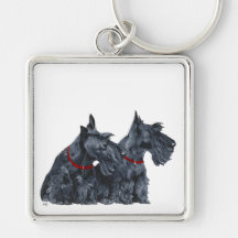Two Curious Scottish Terriers Key Chain