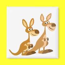 Two Cute Cartoon Kangaroos Magnet