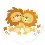 Two Cute Cartoon Lions Tango Sticker