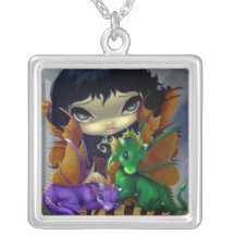 Two Cute Dragonlings NECKLACE dragon fairy
