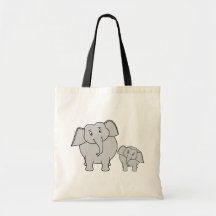 Two Cute Elephants. Cartoon. Bags