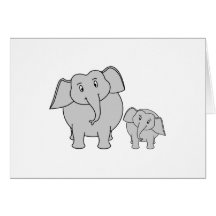 Two Cute Elephants. Cartoon. Card