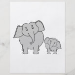 Two Cute Elephants. Cartoon. Flyer