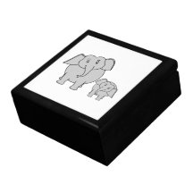Two Cute Elephants. Cartoon. Jewelry Box