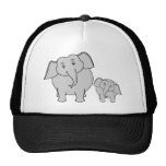Two Cute Elephants. Cartoon. Mesh Hat