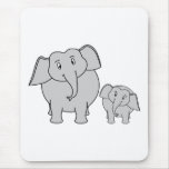 Two Cute Elephants. Cartoon. Mouse Pad