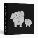 Two Cute Elephants. Cartoon on Black. Binder