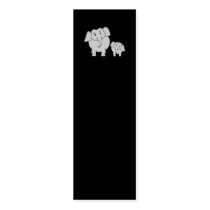 Two Cute Elephants. Cartoon on Black. Business Cards