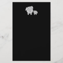 Two Cute Elephants. Cartoon on Black. Flyer