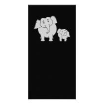 Two Cute Elephants. Cartoon on Black. Photo Greeting Card