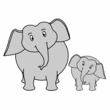 Two Cute Elephants. Cartoon. Photo Cutout