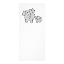 Two Cute Elephants. Cartoon. Rack Card