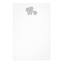 Two Cute Elephants. Cartoon. Stationery