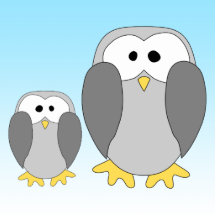 Two Cute Penguins. Cartoon on Sky Blue. Acrylic Cut Outs