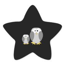 Two Cute Penguins. Cartoon. Star Stickers
